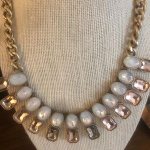 Jcrew factory necklace with pink&white stones